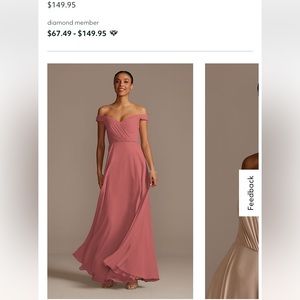 Davids Bridal Off Shoulder Chiffon Dress Sedona color
